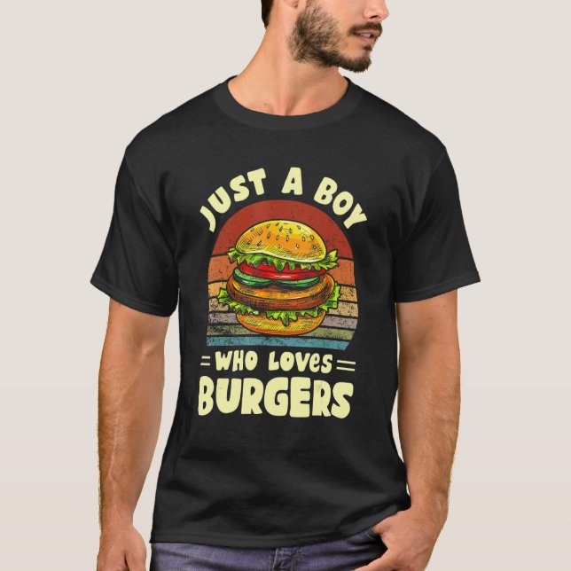 Camiseta Vintage Un Niño Que Ama Hamburguesas (Anverso)