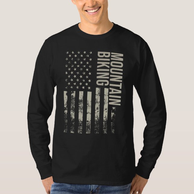 Camiseta Vintage US American Flag Mountain Biking (Anverso)