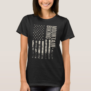 Camiseta Vintage US Bandera Americana Montaña Bicicleta