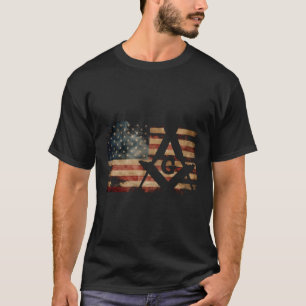 Camiseta Vintage US Mason Flag Square Compass Masonic Shrin