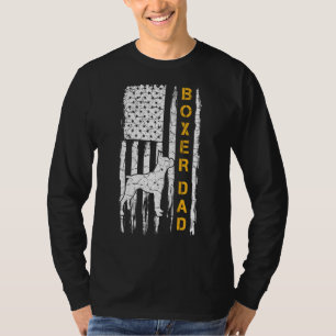 Camiseta Vintage Usa American Flag Boxer Dog Dad Silhouette