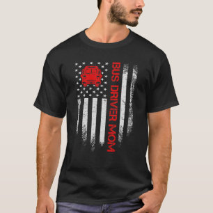 Camiseta Vintage USA American Flag Bus Driver Mom Si