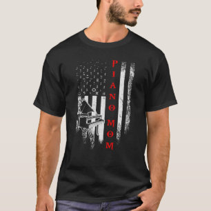 Camiseta Vintage Usa American Flag Piano Mom Pianist Notas