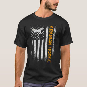 Camiseta Vintage USA Bandera Americana Arabian Funny Horse