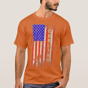 Camiseta Vintage USA Bandera Americana Curling Player Curle