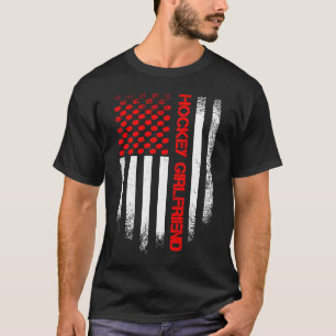 Camiseta Vintage USA Bandera Americana Hockey Girlfriend Di