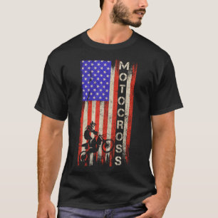 Camiseta Vintage USA Bandera Americana Motocross Dirt Bike