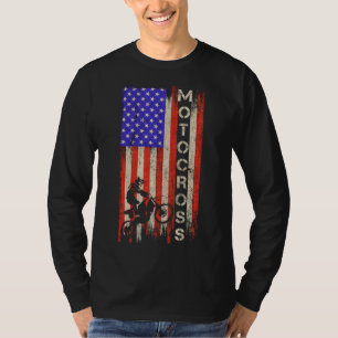 Camiseta Vintage USA Bandera Americana Motocross Dirt Bike 