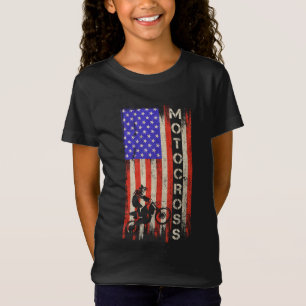 Camiseta Vintage USA Bandera Americana Motocross Dirt Bike
