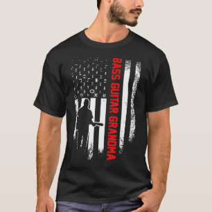 Camiseta Vintage Usa Flag Bass Guitar Grandma Guitarist Sil