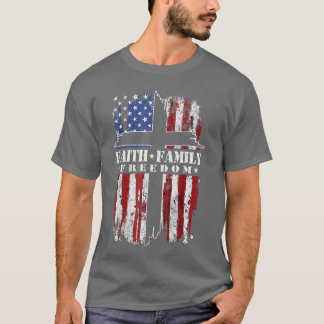 Camiseta Vintage USA Flag Faith Family Freedom Patriotic Ch