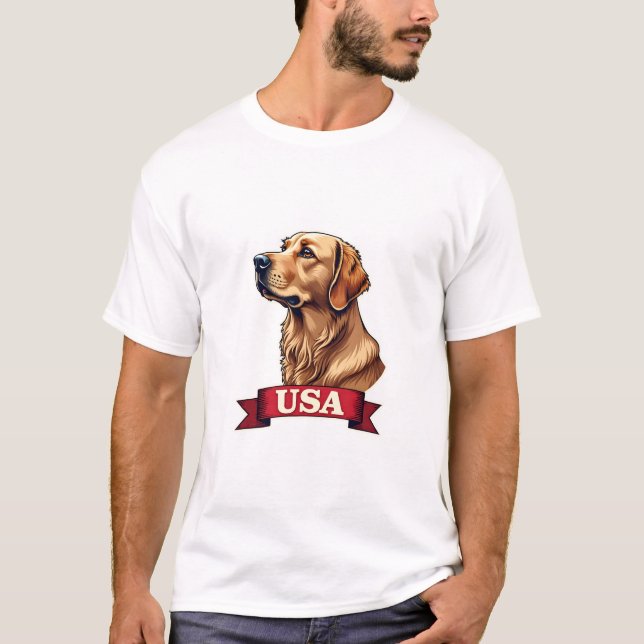 Camiseta Vintage USA Golden Retriever Engraving Shirt (Anverso)