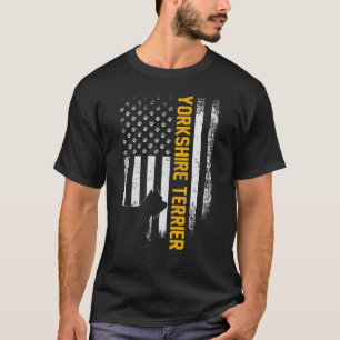 Camiseta Vintage Usa Yorkshire Terrier Dog Silhouette Ameri