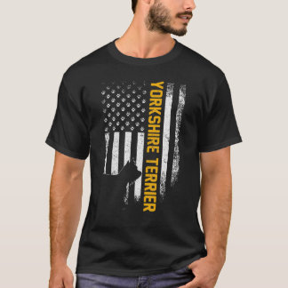 Camiseta Vintage Usa Yorkshire Terrier Dog Silhouette Ameri