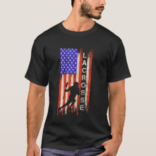 Camiseta Vintage Uu American Flag Lacrosse Player Team Sil