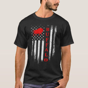 Camiseta Vintage Uu Bandera Americana Búfalo Animales Bison