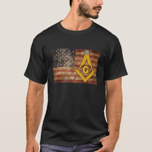 Camiseta Vintage Uu Masons Flag Gold Square Y Compass 4th