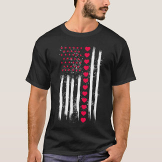 Camiseta Vintage Valentine Day American Flag Heart Perfect