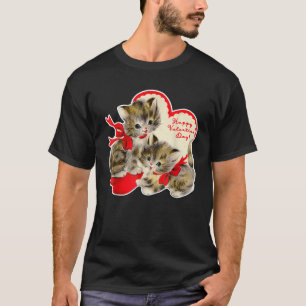 Camiseta Vintage Valentine Day Cat Kitty Kitten Retro Val