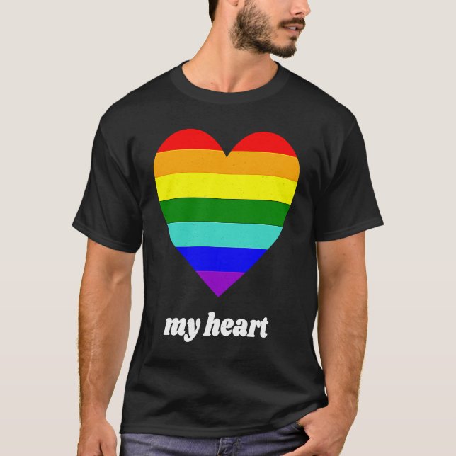 Camiseta Vintage Valentine Rainbow My Heart (Anverso)