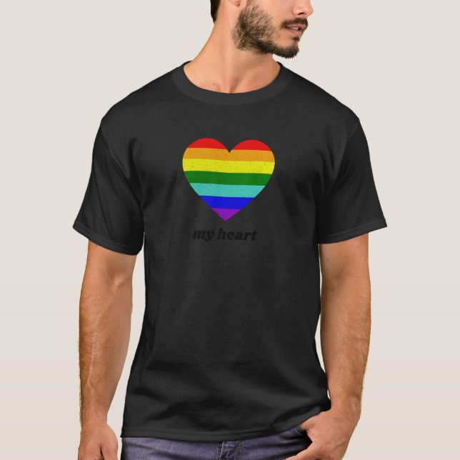 Camiseta Vintage Valentine Rainbow My Heart  1 (Anverso)