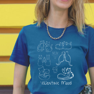 Camiseta Vintage Valentine Tattoo Cat Couple 