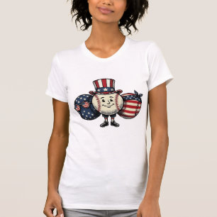 Camiseta Vintage Vector Trio de Béisbol Patriótico