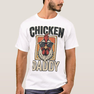 Camiseta Vintage Vectorial de Gallo Divertido Papá