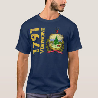 Camiseta Vintage Vermont Est 1791 Bandera Estatal Amor Hoga