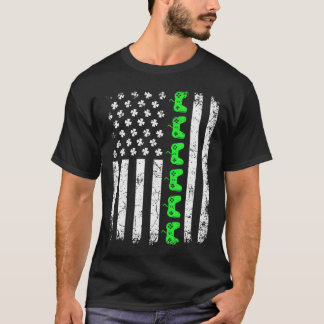 Camiseta Vintage Video Game American Flag St Patrick's Day