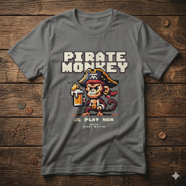 Camiseta Vintage Video Game Pirate Monkey T-Shirt