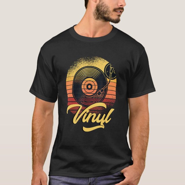 Camiseta Vintage Vinyl Dj Music Deejay Auriculares Turnable (Anverso)