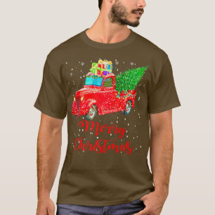 Camiseta Vintage Wagon Christmas Tree on Car Xmas red Truc