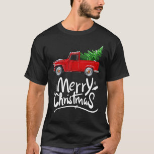 Camiseta Vintage Wagon Red Truck Christmas Tree Pajama