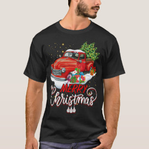 Camiseta Vintage Wagon Red Truck Christmas Tree Pajama Fami