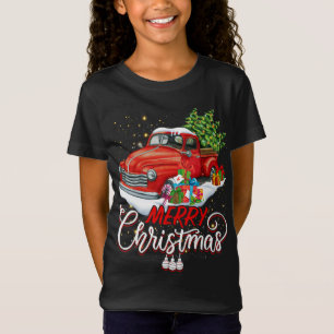 Camiseta Vintage Wagon Red Truck Christmas Tree Pajama Fami