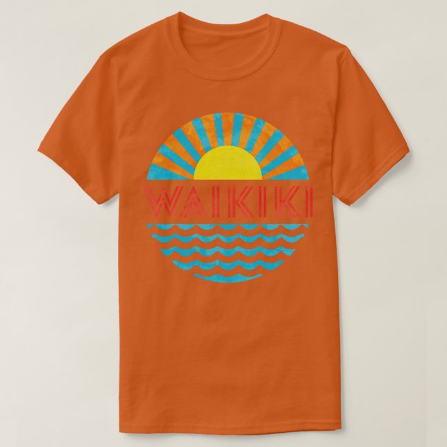 Camiseta Vintage Waikiki Beach Sun And Waves (Diseño del anverso)
