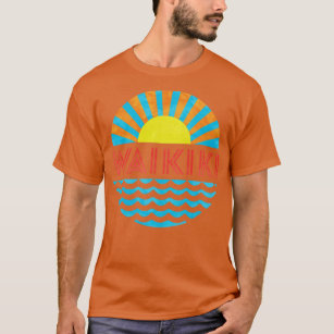Camiseta Vintage Waikiki Beach Sun And Waves