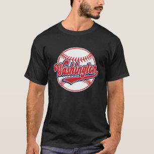 Camiseta Vintage Washington Cityscape Baseball Player y