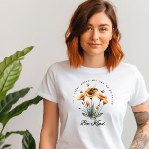 Camiseta Vintage Watercolor Bee Wildflower Floral Amabilida