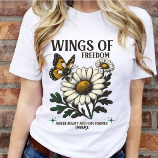 Camiseta Vintage Wings of Freedom Butterfly Daisy flower 