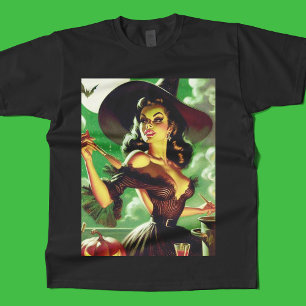 Camiseta Vintage Witch Halloween Pin Up