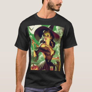 Camiseta Vintage Witch Halloween Pin Up