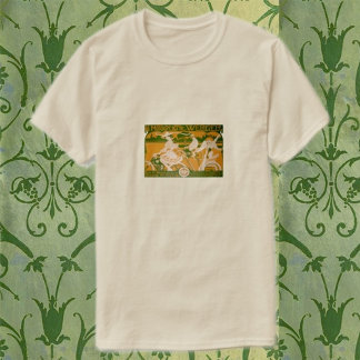 Camiseta Vintage Woman Cycling with Cupid Postcard
