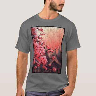 Camiseta Vintage Woodblock Cherry Blossom japonés Sakura F