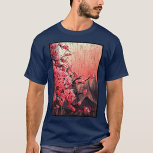 Camiseta Vintage Woodblock Cherry Blossom japonés Sakura F