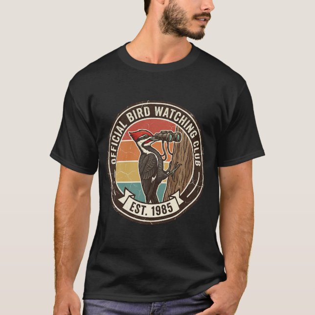Camiseta Vintage Woodpecker "Bird Watching Club" 1985  (Anverso)