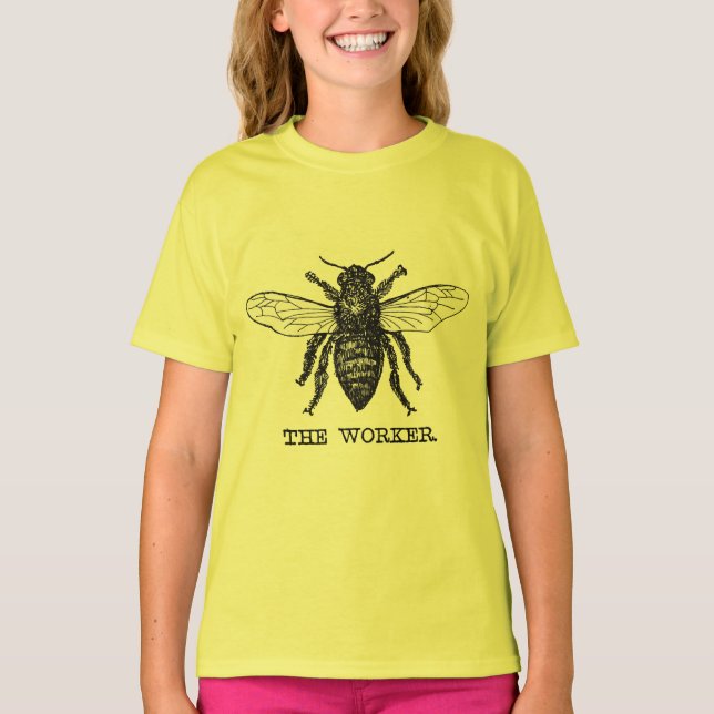 Camiseta Vintage Worker Bee Ilustracion Art (Anverso)