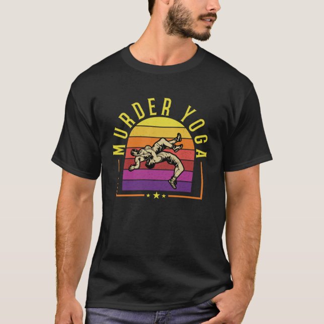 Camiseta Vintage Wrestling Murder Yoga Whistler Humor (Anverso)