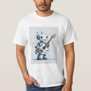 Camiseta vintaje robot hobby white guitar